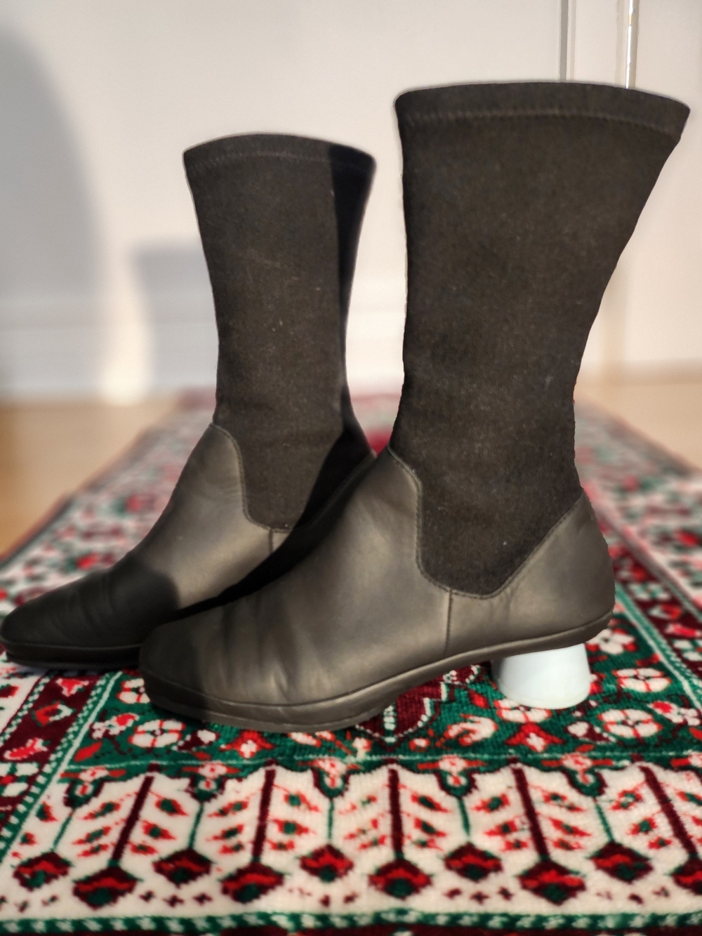Camper ALIGHT Black Boots With Light Blue Block Heel